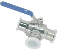 Vanne à bille sanitaire à 3 voies en acier inoxydable 304, connecteur de virole à trois pinces, port T/port L, for Applications alimentaires et de brassage à domicile, 1 pièce(T Type 25mm)