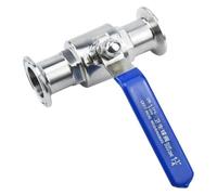 Vanne à bille sanitaire en acier inoxydable 304 de 19 mm à trois colliers de serrage 50,5 mm/64 mm pour produit journal intime, 1 pièce (38 mm x virole 50,5) (19 mm x virole 50,5)