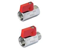 Vanne À Bille Sanitaire Mini En Acier Inoxydable 304, Poignée Rouge 1/8 1/4 3/8 1/2 BSP Femelle Mâle, Qualité Alimentaire, Brassage Maison(3l8 BSP F-F)