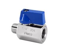 Vanne à billes de type T, 1PCS Mini-ball en acier inoxydable, vanne à billes SS304 Femelle Fire(Female to Male 3/8)