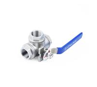 Vanne à boisseau sphérique 3/3 voies en acier inoxydable 304, filetage DN10, DN15, DN20, DN25, DN32, DN50, type T/L, 1/4", 3/8", 1/2", 3/4", 1", 1-1/4".(DN15,T type)