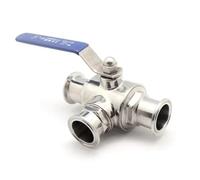 Vanne à boisseau sphérique 3 voies en acier inoxydable 304 avec virole à triple serrage - Électrovanne haute pression for clapets anti-retour(L Type,25mm)