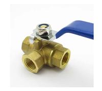 Vanne à boisseau sphérique 3 voies en T, connecteur de commutateur vanne trois laiton filetage femelle 1/2" 3/4" 1" for eau, huile, air, gaz, 1 pièce (DN15)(DN15)