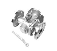 Vanne à boisseau sphérique à bride 3 voies en acier inoxydable DN32 304 Q44/Q45F-16P, vanne de dérivation inversée de type T/L en acier inoxydable(L Type)