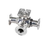 Vanne à boisseau sphérique à trois brides en T, avec base d'actionneur, 19-102 mm, 1,5" - 4", en acier inoxydable 304/316, sanitaire, brassage maison, sans poignée(SUS316 25mm K50.5,T Port)