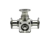 Vanne à boisseau sphérique en forme de T en acier inoxydable SS304 SS316 à trois voies à dégagement rapide de type pince OD19mm-51mm(T-PORT_51MM FERRULE 64)