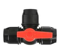 Vanne à boisseau sphérique en plastique à trois voies en polyéthylène de type T pour tuyau d'eau usée d'irrigation (bleu, 50 mm) (noir, 32 mm)