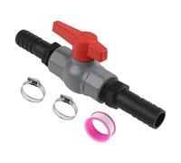 Vanne à boisseau sphérique en PVC avec connecteur de tuyau, système de vanne d'arrêt de contrôle d'irrigation, raccord de tuyau d'eau de piscine avec 2 colliers de serrage, ruban d'étanchéité de 2,5