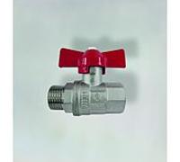 Vanne à boisseau sphérique Fukana avec poignée papillon 53212 rouge, AG x IG 3/4", DIN 50930-6, laiton