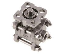 Vanne à boisseau spherique G1/4'' à 2 voies en acier inoxydable, 3 pièces à passage integral, ISO-Top - BL2SA3