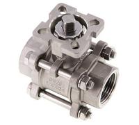 Vanne à boisseau spherique G1'' à 2 voies en acier inoxydable, 3 pièces à passage integral ISO-Top - BL2SA3