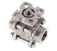 Vanne à boisseau spherique G3/4'' à 2 voies en acier inoxydable, 3 pièces à passage integral ISO-Top - BL2SA3