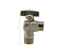 Vanne à boisseau sphérique mâle coudée à 90 degrés, 3/4", trou de 15 mm, eau, gaz, huile, hauteur 88 mm