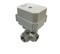 Vanne à boisseau sphérique motorisée électrique 3 voies en acier inoxydable 1'' type L type T AC 110 V AC 220 V 3/4/7 fils 10 Nm marche/arrêt 15 s(L Port,AC110V-230V_CR303)