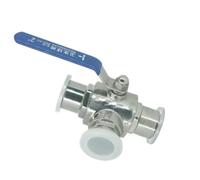 Vanne à boisseau sphérique sanitaire en acier inoxydable 304, 19/25/32/38 mm, 3 voies, type virole à trois pinces, 1 pièce(38mm,T Type)