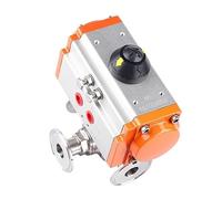 Vanne à boisseau sphérique sanitaire en acier inoxydable 304/316L avec actionneur pneumatique for tuyaux de 19 à 108 mm, 1,5", 2" à 4", port LT, triple pince, brassage maison(89 AT125,T PORT_SUS316)