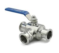 Vanne à boisseau sphérique sanitaire trois voies en acier inoxydable SS304/316L, 19/25/32/38/51 mm, virole de port TL/50,5/64(SUS316L,L-PORT_45MM)