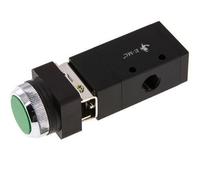 vanne à bouton poussoir universelle 3/2 G1/4'' verte 0-8bar/0-112psi E.MC
