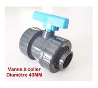 Vanne à coller 40mm 1""1/4 double union démontable PVC Pression PN16 Vanne à boisseau / arrosage ou piscine