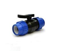 Vanne à Compression, Vanne d'Arrêt 32 x 32 mm, Raccords de serrage, PN16, Idéal pour le raccordement de Tuyaux en Polyéthylène (PEMD, PEAD, PPR), pour Eau Potable, Fabriqué en Italie