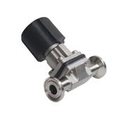 Vanne à membrane sanitaire à trois pinces, diamètre extérieur de tuyau 1/2" 12,7 mm x 0,5" en acier inoxydable SUS 316L, 1 pièce