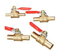 Vanne à poignée rouge 6mm-12mm, tuyau barbe en ligne en laiton, eau, huile, Air, gaz, ligne de carburant, robinet à bille d'arrêt, raccords de tuyauterie(8mm)