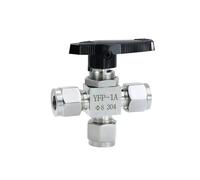 Vanne à pointeau 1/8 ''1/4'' 3/8 ''1/2'' 3/4 ''6 8 10 12 14 16 18 20 22mm 304 Compression en acier inoxydable double virole 3 voies té T robinet à tournant sphérique(4mm)