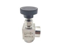Vanne à pointeau à filetage femelle en acier inoxydable 304 1/8", 1/4", 3/8", 1/2", vanne de régulation de débit d'instrument, vanne à soupape à angle droit(1/8")