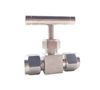 Vanne à pointeau d'arrêt haute pression, raccord de tuyau en acier inoxydable 304 à Double virole, poignée droite 1 pièce(16mm)