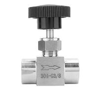 Vanne à pointeau en acier inoxydable 304, vanne d'arrêt à filetage femelle Bspp, vannes à pointeau droites 1/8 1/4 3/8 1/2 pouces pour la transmission d'eau, de gazole (3/8)
