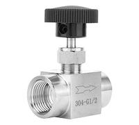 Vanne à pointeau en acier inoxydable 304, vanne d'arrêt à filetage femelle Bspp, vannes à pointeau droites 1/8 1/4 3/8 1/2 pouces pour la transmission d'eau, de gazole (1/2)