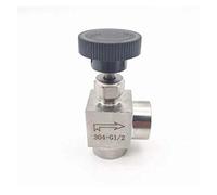 Vanne à pointeau réglable à 90 degrés en Acier Inoxydable 304 (1/8", 1/4", 3/8") BSP Femelle, Marche/arrêt(1/2")