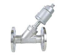 Vanne à siège angulaire à commande pneumatique, Valve pneumatique de siège d'angle de type Y de l'acier inoxydable 304 DN40 à simple et double effet(Double Acting)