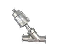 Vanne à siège angulaire pneumatique installation rapide en acier inoxydable DN32, vanne normalement fermée, joint PTFE(OPEN-DOUBLE ACTING)