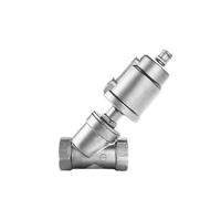 Vanne à siège incliné commande pneumatique en acier inoxydable 304/316, forme de Y, femelle, BS/P/TSS304 1/4", 3/8", 1/2", 3/4", 1" -2"(-B-double Acting)
