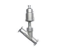 Vanne à siège incliné pneumatique à installation rapide en acier inoxydable DN15 DN20 DN25, vanne à siège normalement fermée, étanchéité PTFE(Dn15,CLOSED-DOUBLE ACTING)