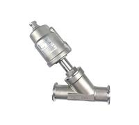 Vanne à siège incliné pneumatique à installation rapide en acier inoxydable DN40, vanne à siège normalement fermée, étanchéité PTFE(Closed,SINGLE ACTING-DN40)