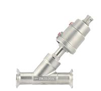 Vanne à siège incliné pneumatique à montage rapide DN20, 16 bar, en acier inoxydable 304, étanchéité de la vanne à siège incliné(Normally Open,Double Acting)