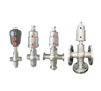 Vanne à siège incliné pneumatique en acier inoxydable DN15 DN20 DN25, filetage femelle, vanne à siège incliné à trois voies de type T, 1 pièce(DN20,FLANGE_STAINLESS STEEL HEAD)