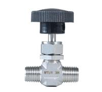 Vanne à soupape à filetage NPT mâle avec tige de réglage, poignée ronde noire, vanne à aiguille haute pression 1 pièce(1/4INCH)