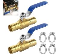 Vanne à sphère Double Femelle 3/4", 2 Vannes à Boisseau Sphérique en Laiton de 19mm Avec 4 Pinces Robinet à Boisseau Sphérique D'arrêt Direct Vanne de Régulation de Débit Hydraulique G 3/4