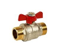 Vanne à sphère laiton papillon - Poignée rouge - MM 1/2" -