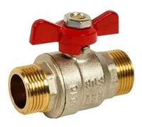 Vanne à sphère laiton papillon - Poignée rouge - MM 1/2" -
