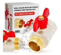 Vanne à Sphère Manette Papillon 1/2'' Femelle x 1/2'' Mâle Robinet d'Arrêt Boisseau Sphérique en Laiton Etanchéité Renforcée Robuste Passage Standard