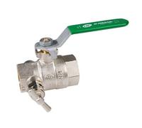 Syveco 506006 Série 506 Robinet à bille en laiton, FF avec rinçage, NF, Poignée en acier plat vert, 1" FBSP