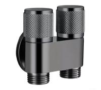 Vanne angulaire, 1 à 2 sorties double en cuivre, triple connexion, double interrupteur de commande pour la distribution de l'eau (A-gris)