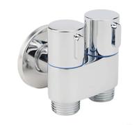 Vanne coudée G12 double raccord pour pommeau de douche WC évier en laiton interrupteur rotatif commande séparée argent pour salle de bain cuisine jardin lavabo chauffe-eau instantané