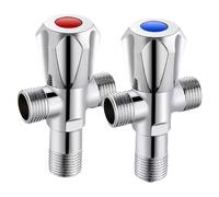 Vanne D’Arrêt Lot De 2 Vannes D'Angle G1/2 Tout Cuivre Avec Arrivée D'Eau Chaude Et Froide Et Deux Sorties Multifonctionnelles