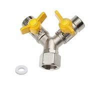 Vanne d'adaptateur 3 voies en laiton Y-Distributor 1/2" Y Adaptateur de douche pour lave-linge, salle de bain, cuisine, tuyau d'arrosage (7 x 8,5 cm)
