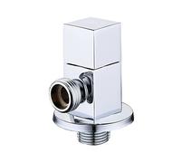 Vanne d'angle 1/2 x, vanne d'eau de toilette noire, d'arrêt en laiton, robinet chaude et froide, for machine à laver, blanc(Chrome)